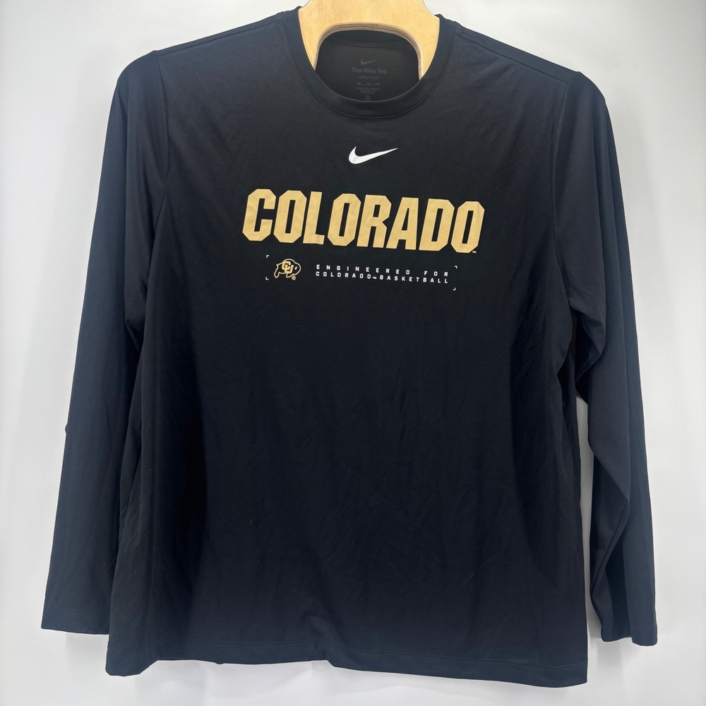 Nike Colorado Buffaloes Basketball Shirt Mens XXL Black Dri-FIT Long Sleeve Tee